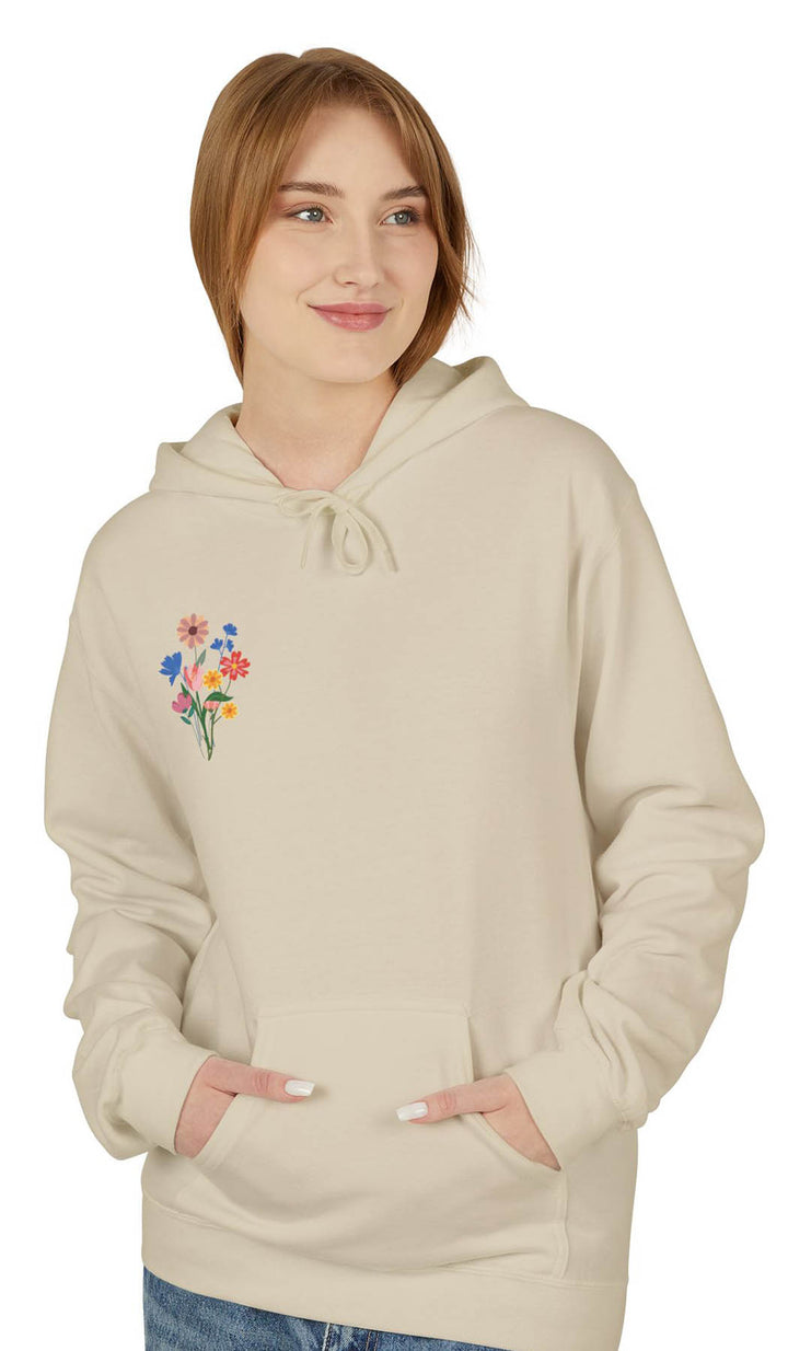 Wild Blooms Cotton Rich Fleece Hoodie with Arabic Calligraphy - Hubb