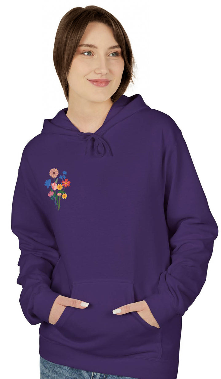 Wild Blooms Cotton Rich Fleece Hoodie with Arabic Calligraphy - Hubb