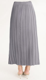 Valia Pleated Long Maxi Skirt - Pearl Gray