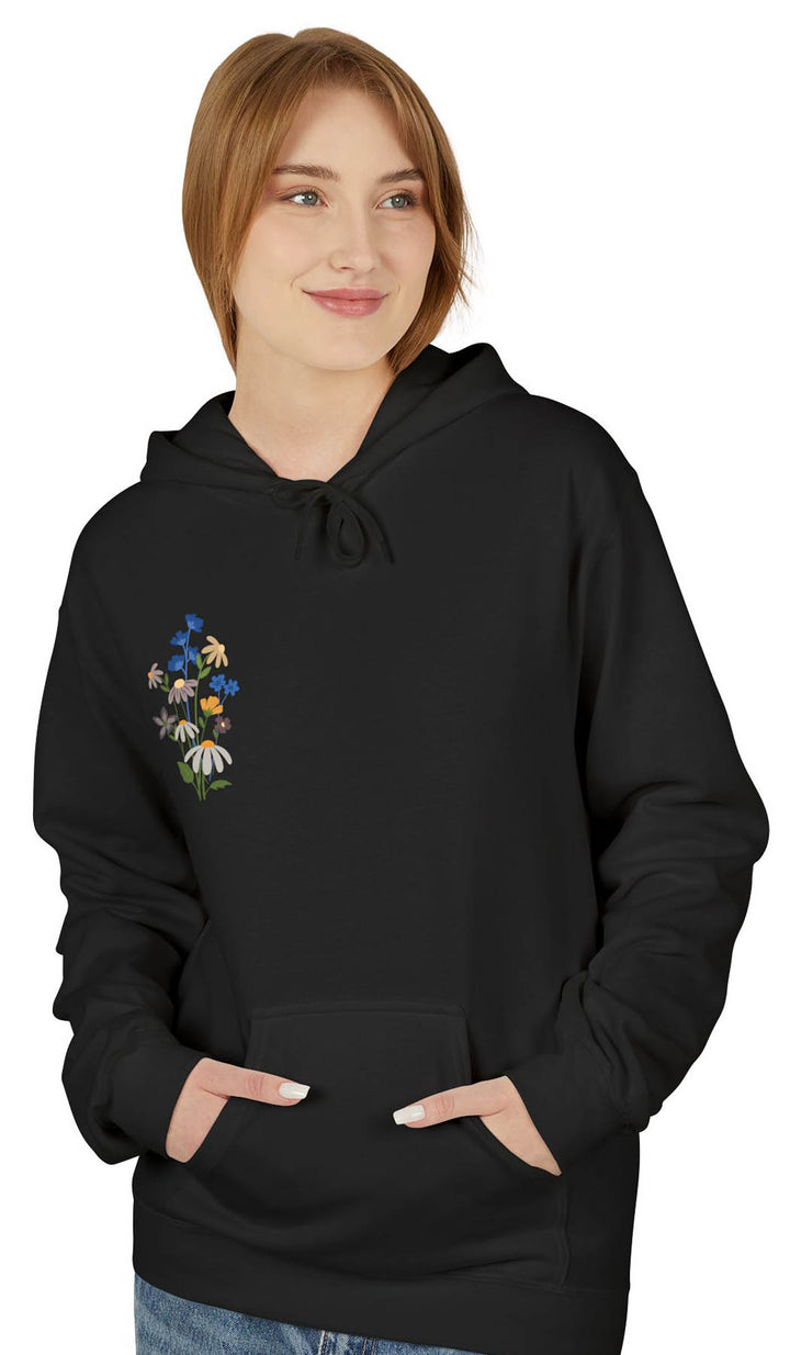 Wild Blooms Cotton Rich Fleece Hoodie with Arabic Calligraphy - Sabr