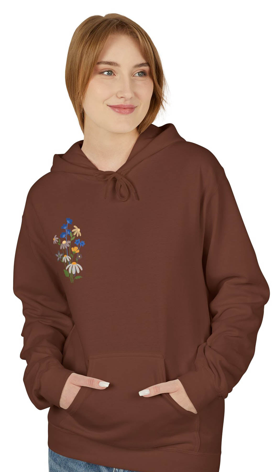 Wild Blooms Cotton Rich Fleece Hoodie with Arabic Calligraphy - Sabr