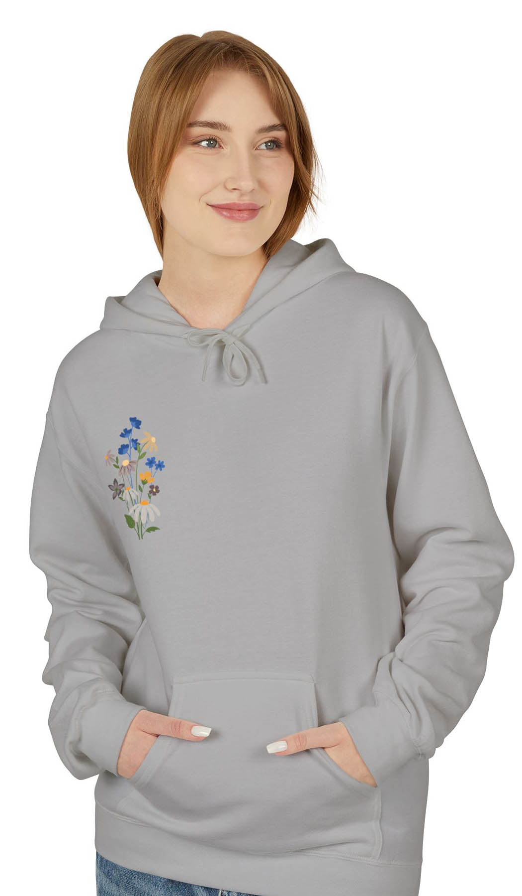 Wild Blooms Cotton Rich Fleece Hoodie with Arabic Calligraphy - Sabr