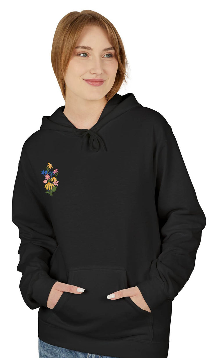 Wild Blooms Cotton Rich Fleece Hoodie with Arabic Calligraphy - Salam