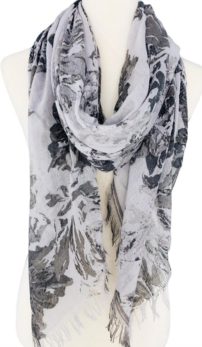 Abstract Print Non-slip Cotton Wrap Hijab Scarf in Gray.