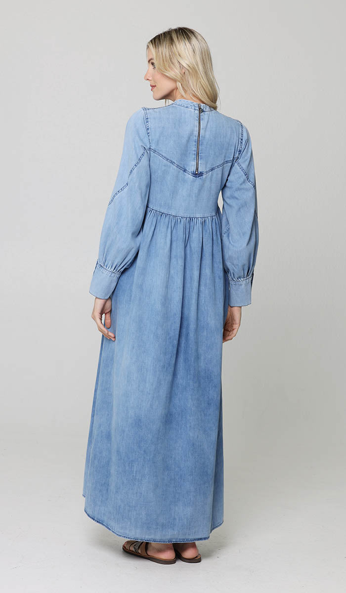 Ala Modest Long Soft Maxi Dress - Denim