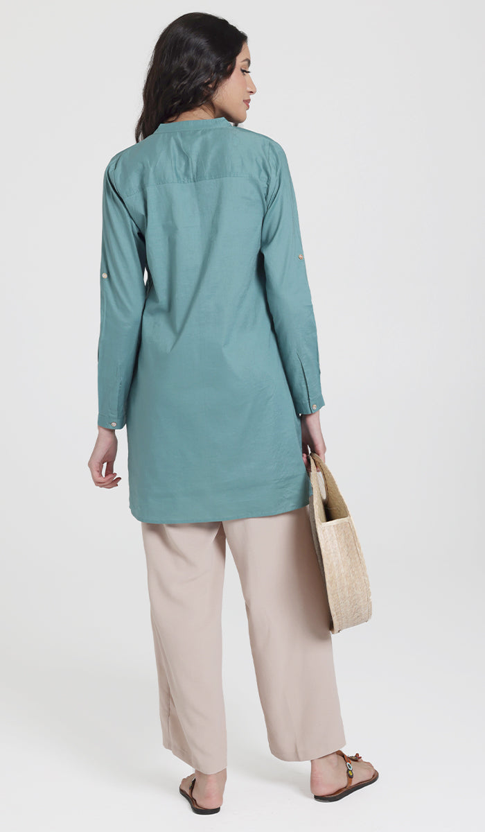 Sahlan Everyday Cotton Modest Tunic - Sea green