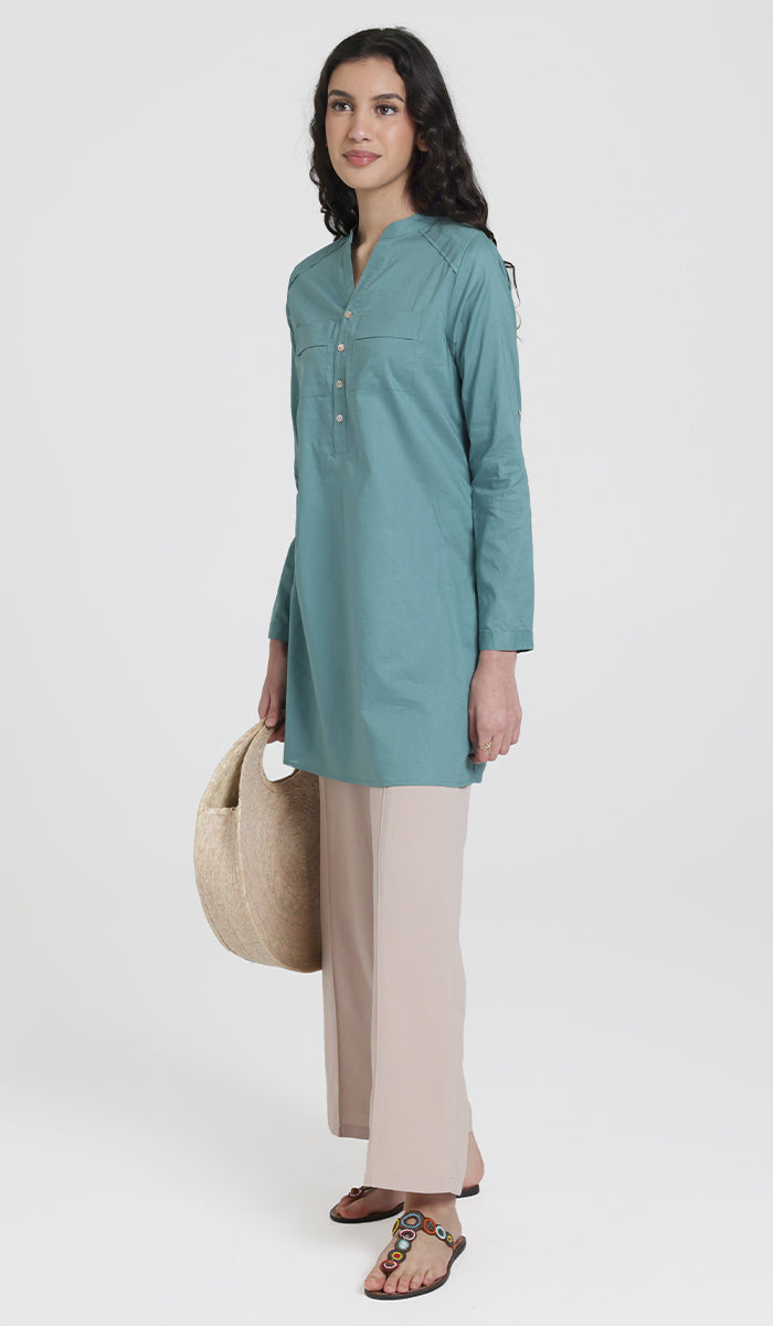 Sahlan Everyday Cotton Modest Tunic - Sea green