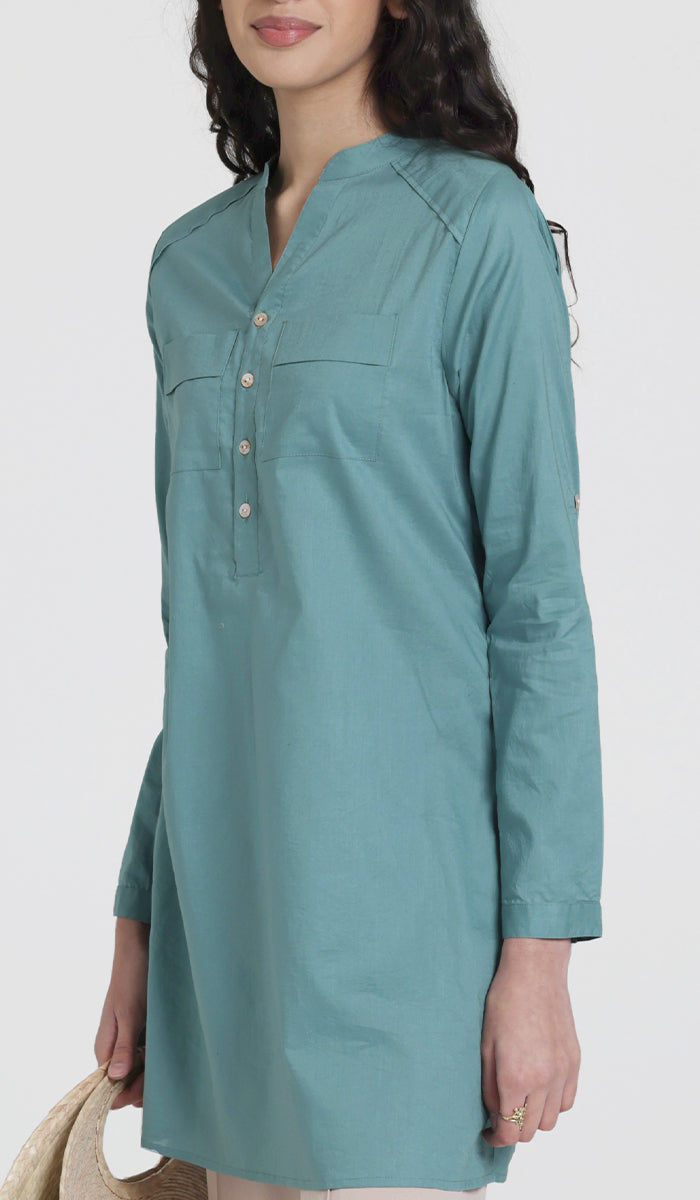 Sahlan Everyday Cotton Modest Tunic - Sea green