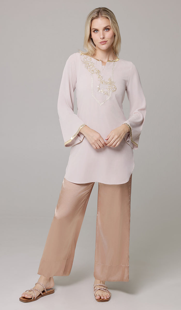 Ana Gold Embellished Modest Formal Tunic - Blush - PREORDER (ships in 2 weeks)