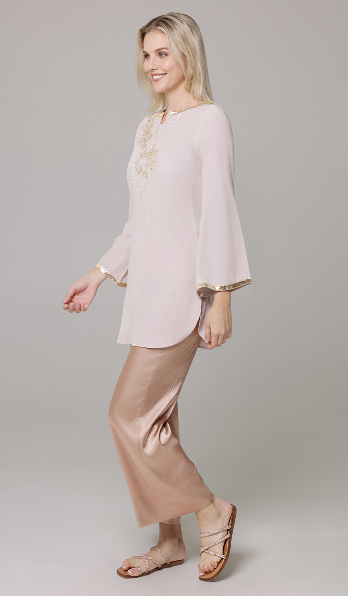 Ana Gold Embellished Modest Formal Tunic - Blush - PREORDER (ships in 2 weeks)