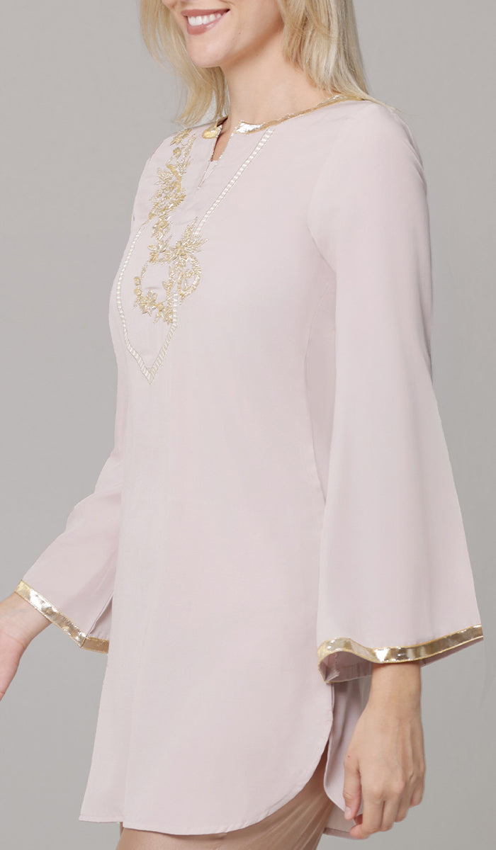 Ana Gold Embellished Modest Formal Tunic - Blush - PREORDER (ships in 2 weeks)