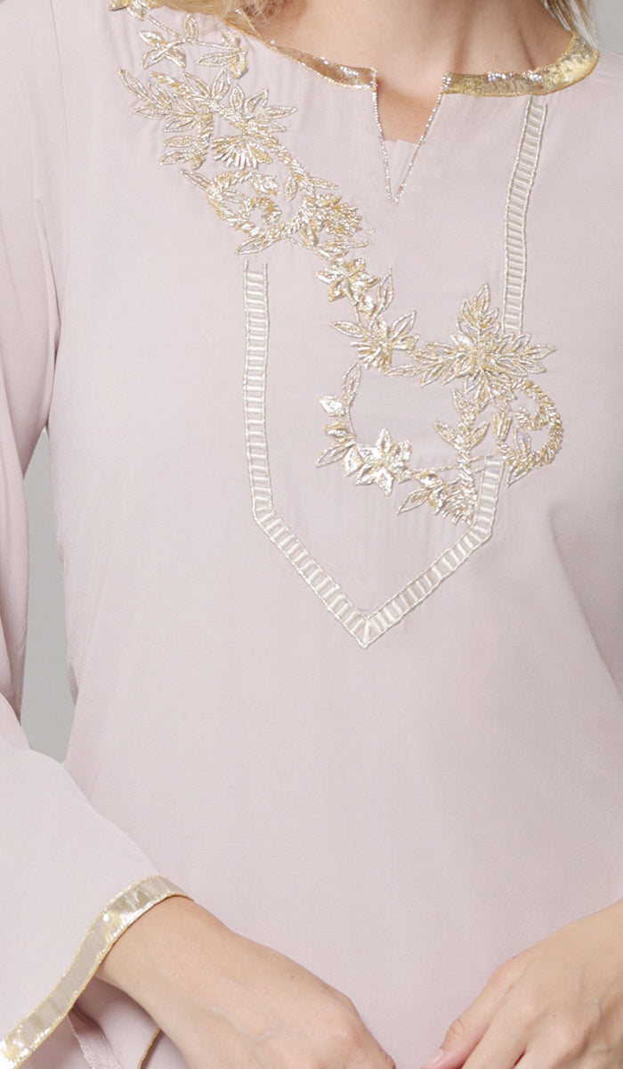 Ana Gold Embellished Modest Formal Tunic - Blush - PREORDER (ships in 2 weeks)