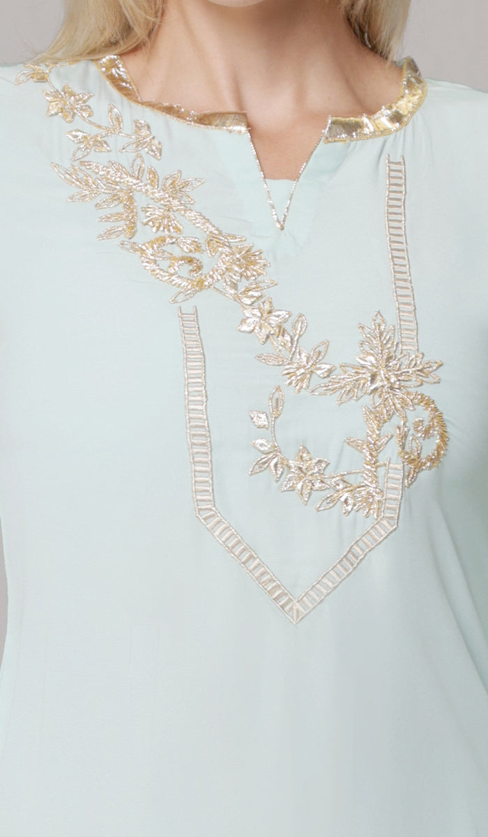 Ana Gold Embellished Modest Formal Tunic - Mint - PREORDER (ships in 2 weeks)