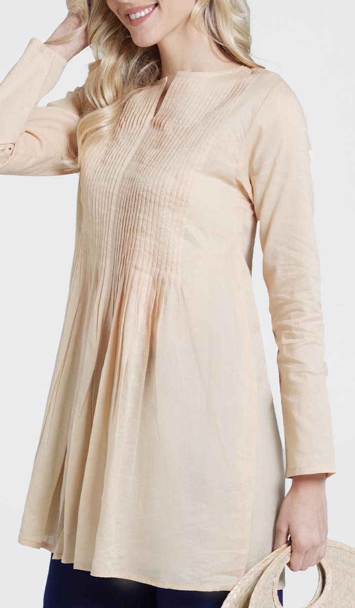 Asman Everyday Cotton Modest Tunic - Apricot