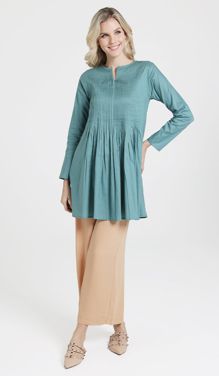 Asman Everyday Cotton Modest Tunic - Sea green - Final Sale