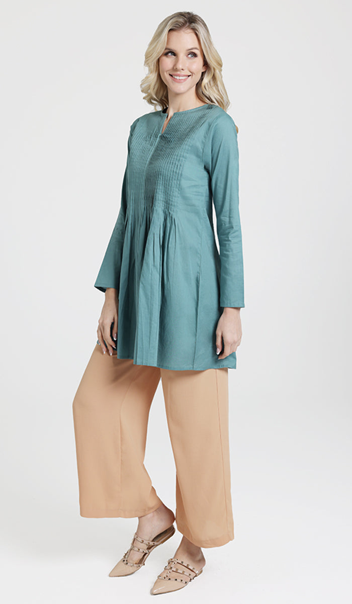 Asman Everyday Cotton Modest Tunic - Sea green - Final Sale