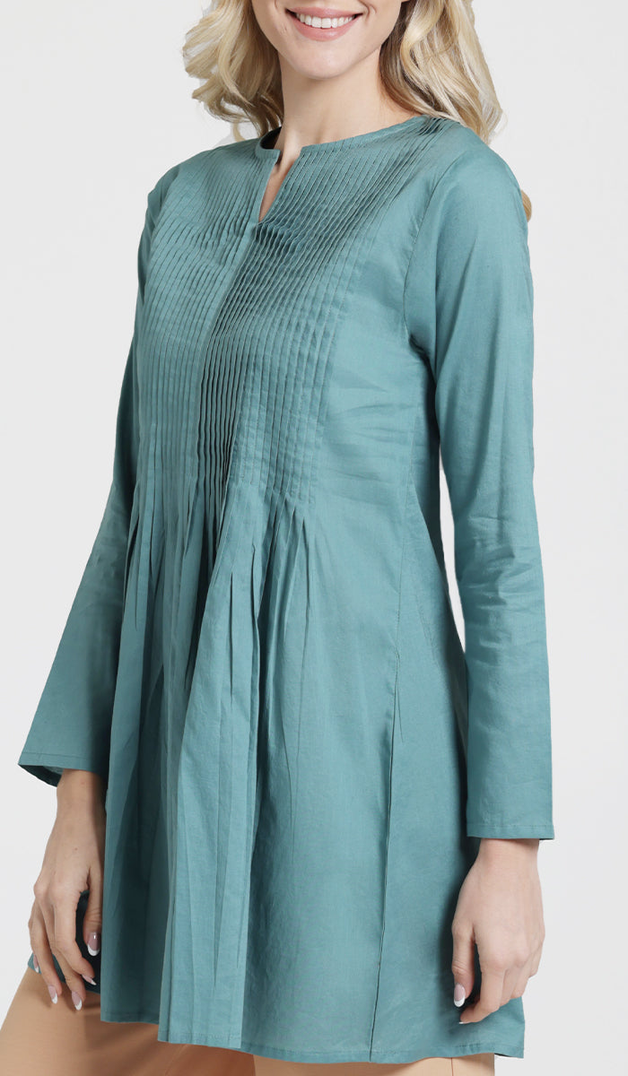 Asman Everyday Cotton Modest Tunic - Sea green - Final Sale