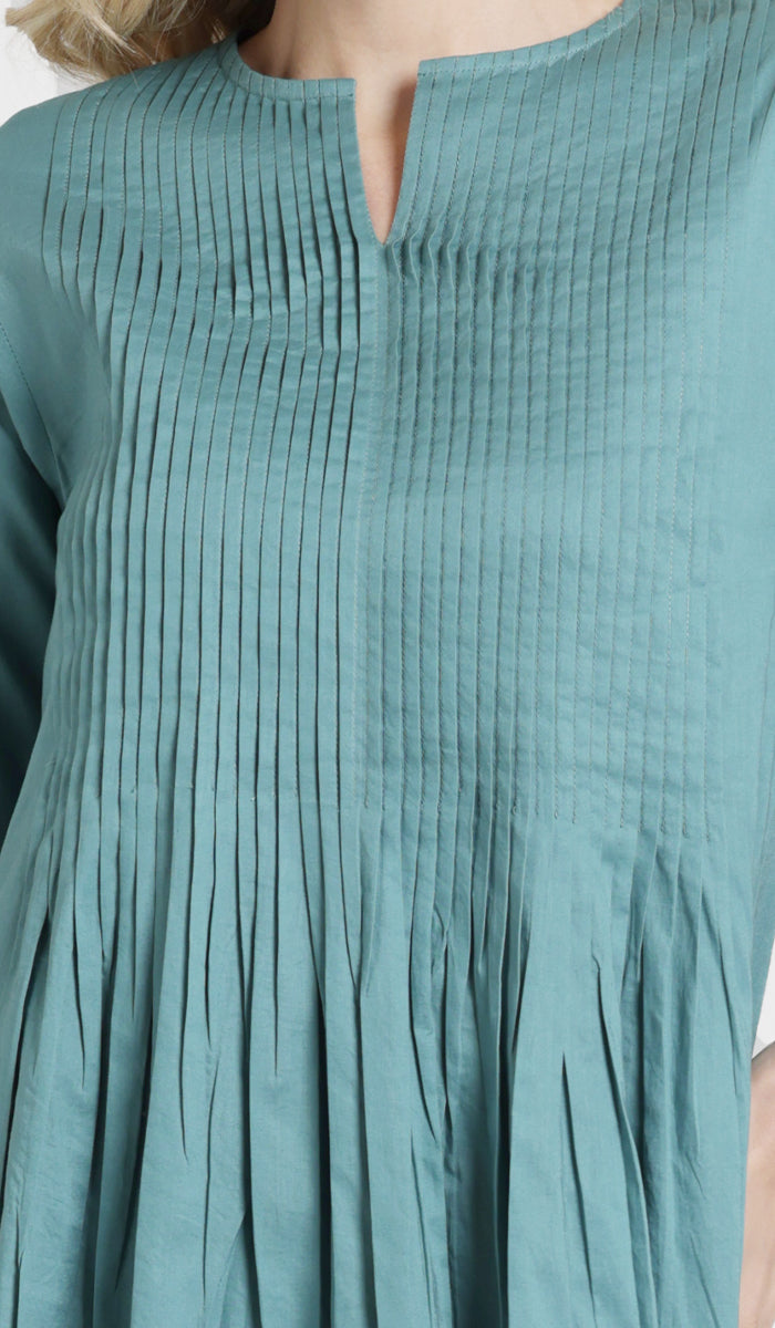 Asman Everyday Cotton Modest Tunic - Sea green - Final Sale