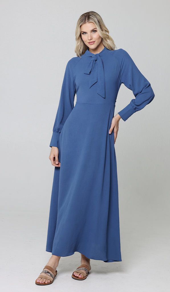 Ayza Modest Long Maxi Dress - Denim Blue | Modest Muslim Dresses | Artizara  – ARTIZARA.COM