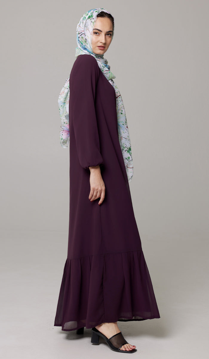 Batool Modest Chiffon Long Maxi Dress - Mulberry  - PREORDER (ships in 2 weeks)