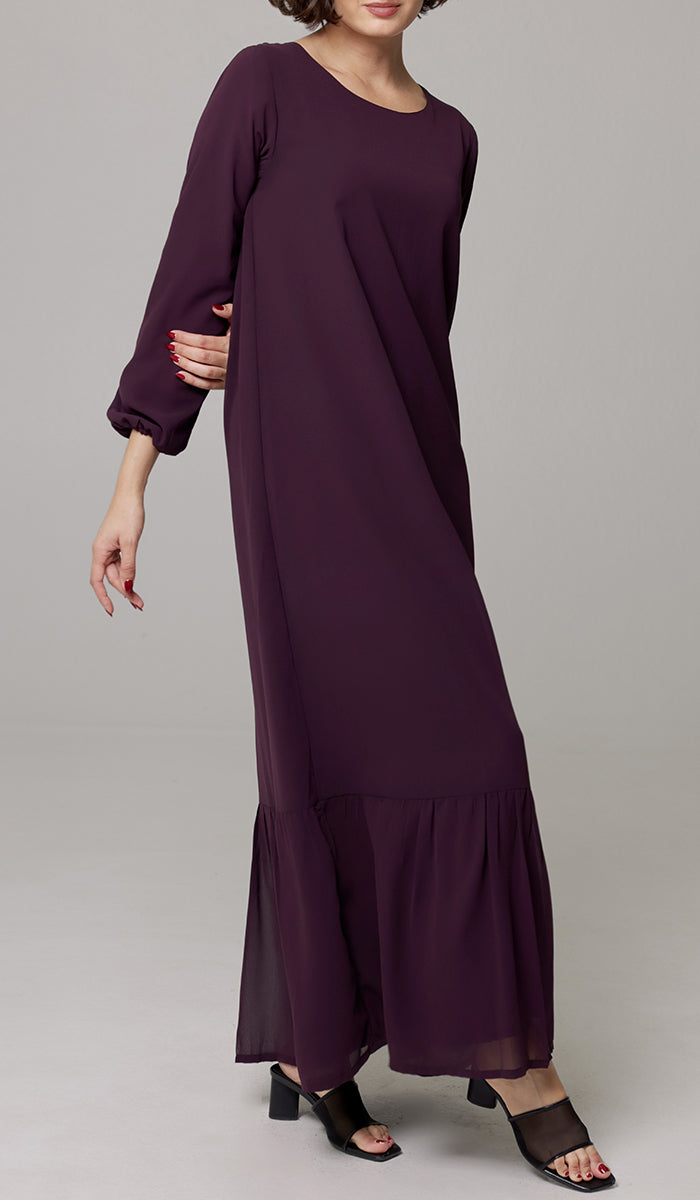 Batool Modest Chiffon Long Maxi Dress - Mulberry  - PREORDER (ships in 2 weeks)