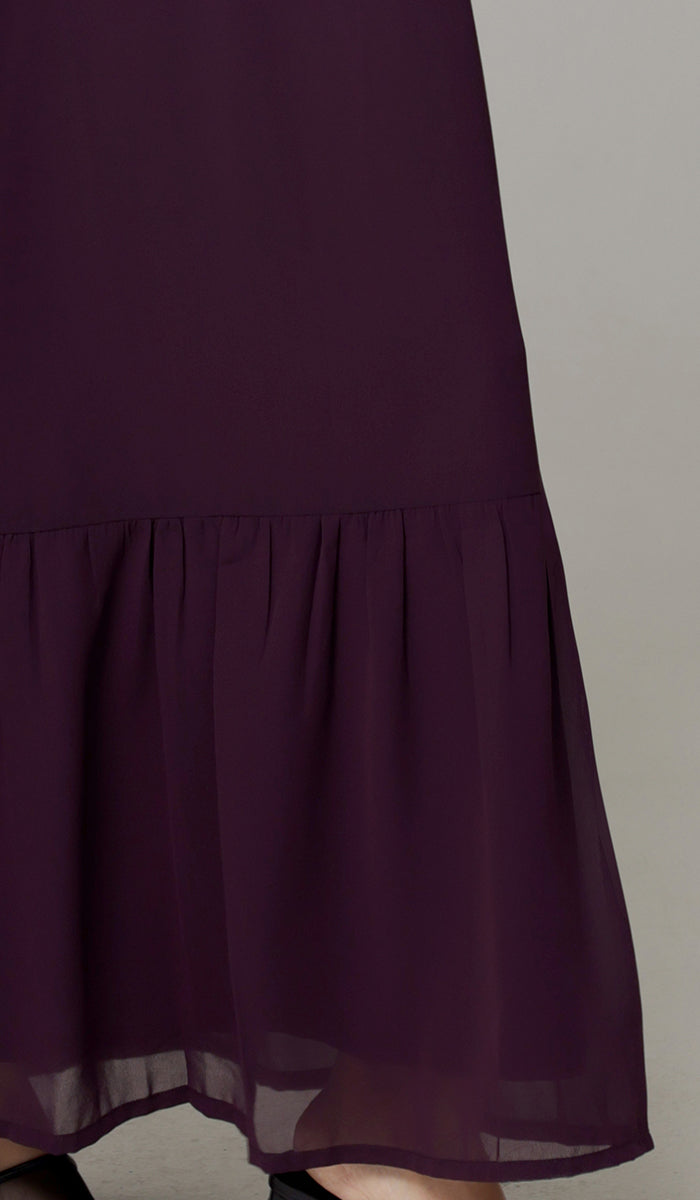 Batool Modest Chiffon Long Maxi Dress - Mulberry  - PREORDER (ships in 2 weeks)