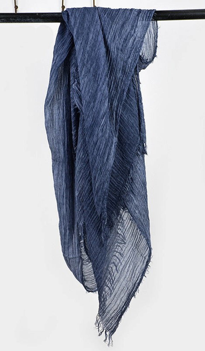 Lightweight Cotton/Linen Non-Slip Extra Large Wrap Hijab in Dark Denim.