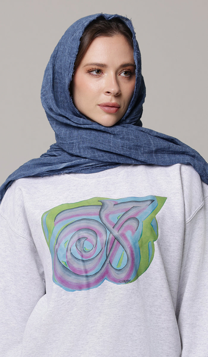 Celebrity Lightweight Cotton/Linen Non-Slip Extra Large Wrap Hijab - Dark Denim