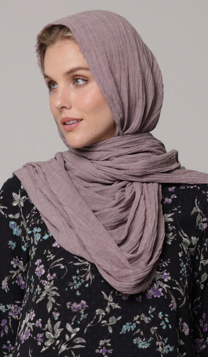 Celebrity Lightweight Cotton/Linen Non-Slip Extra Large Wrap Hijab - Dusty Lilac