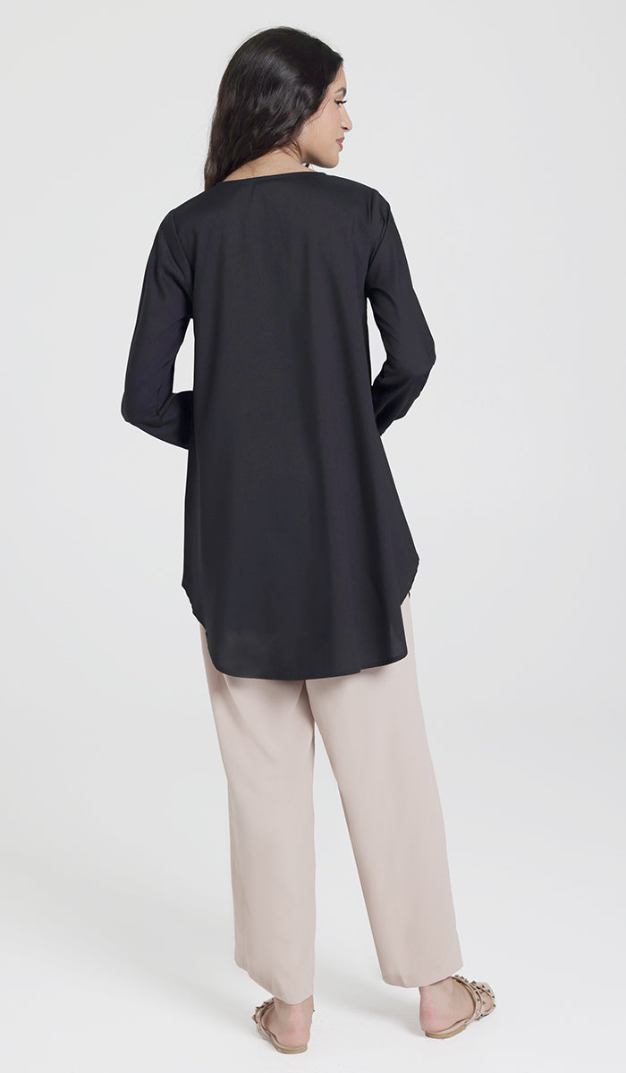 Darya Mostly Cotton Simple Everyday Tunic - Black