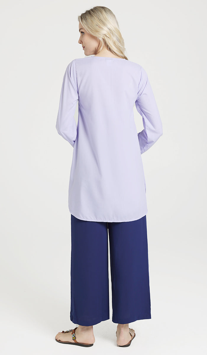 Darya Mostly Cotton Simple Everyday Tunic - Lavender