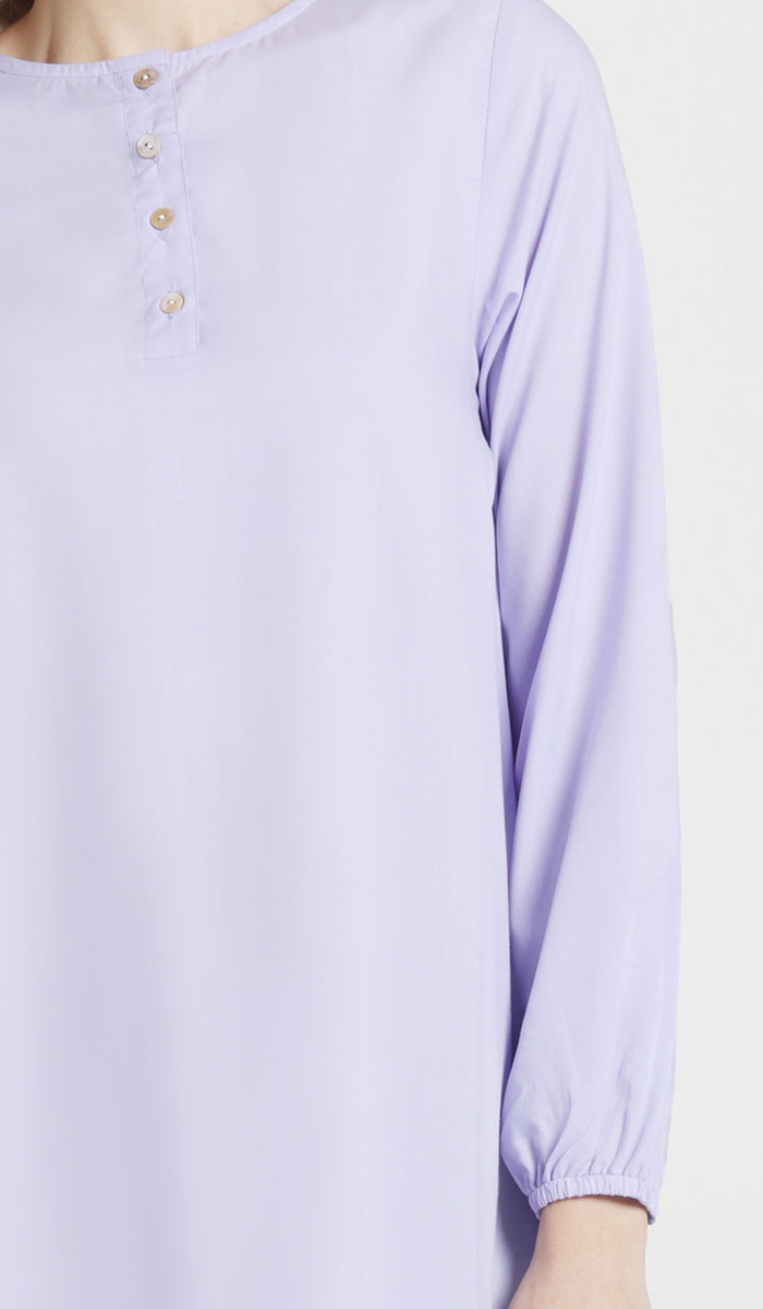 Darya Mostly Cotton Simple Everyday Tunic - Lavender