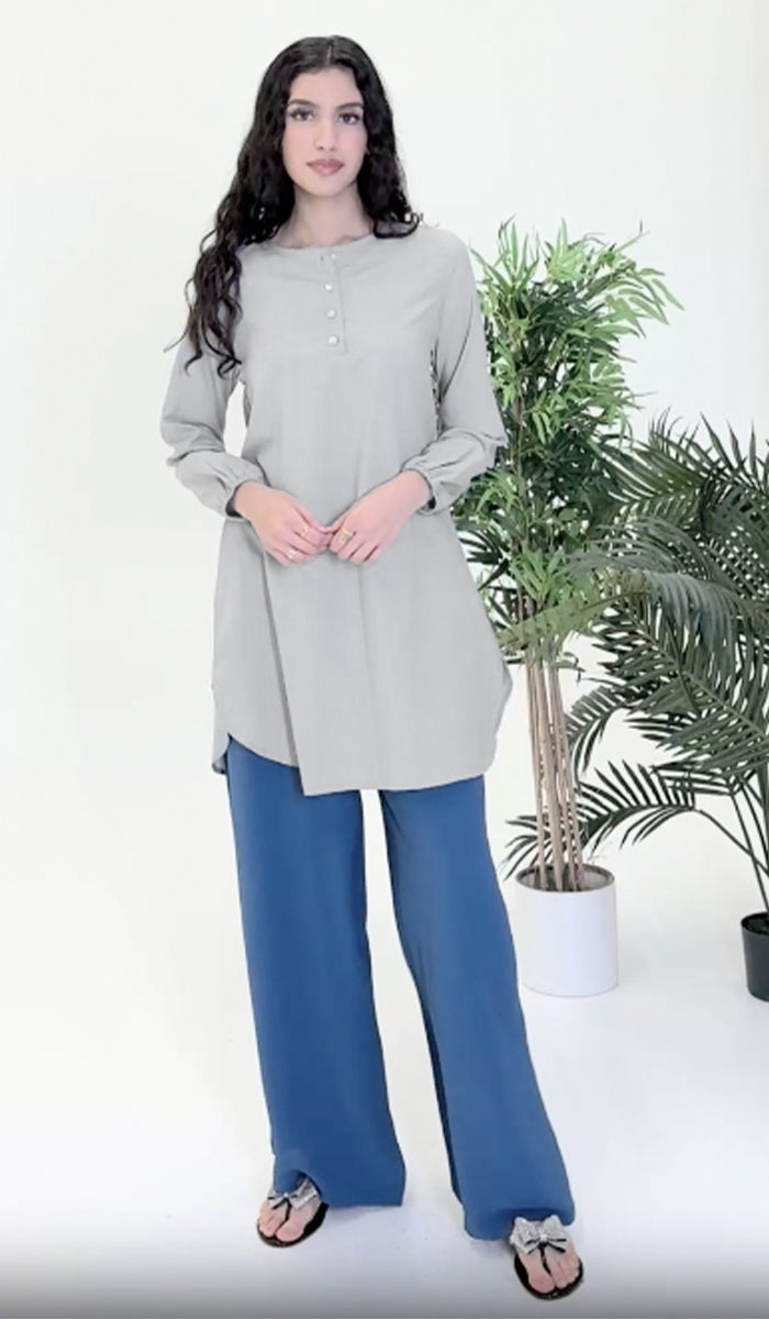 Darya Mostly Cotton Simple Everyday Tunic - Pearl