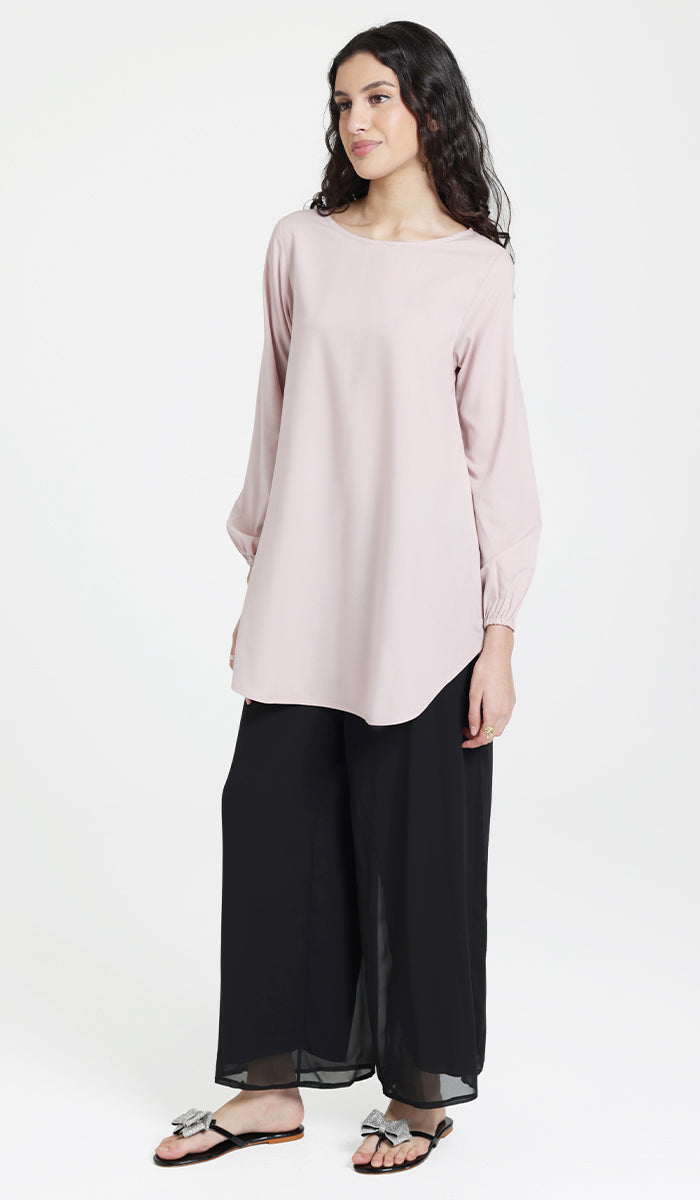 Donya Mostly Cotton Simple Everyday Tunic - Blush