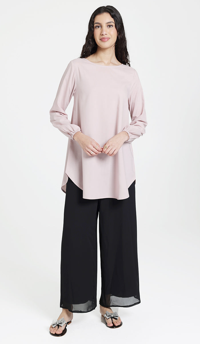 Donya Mostly Cotton Simple Everyday Tunic - Blush