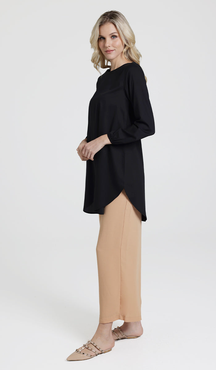 Donya Mostly Cotton Simple Everyday Tunic - Black