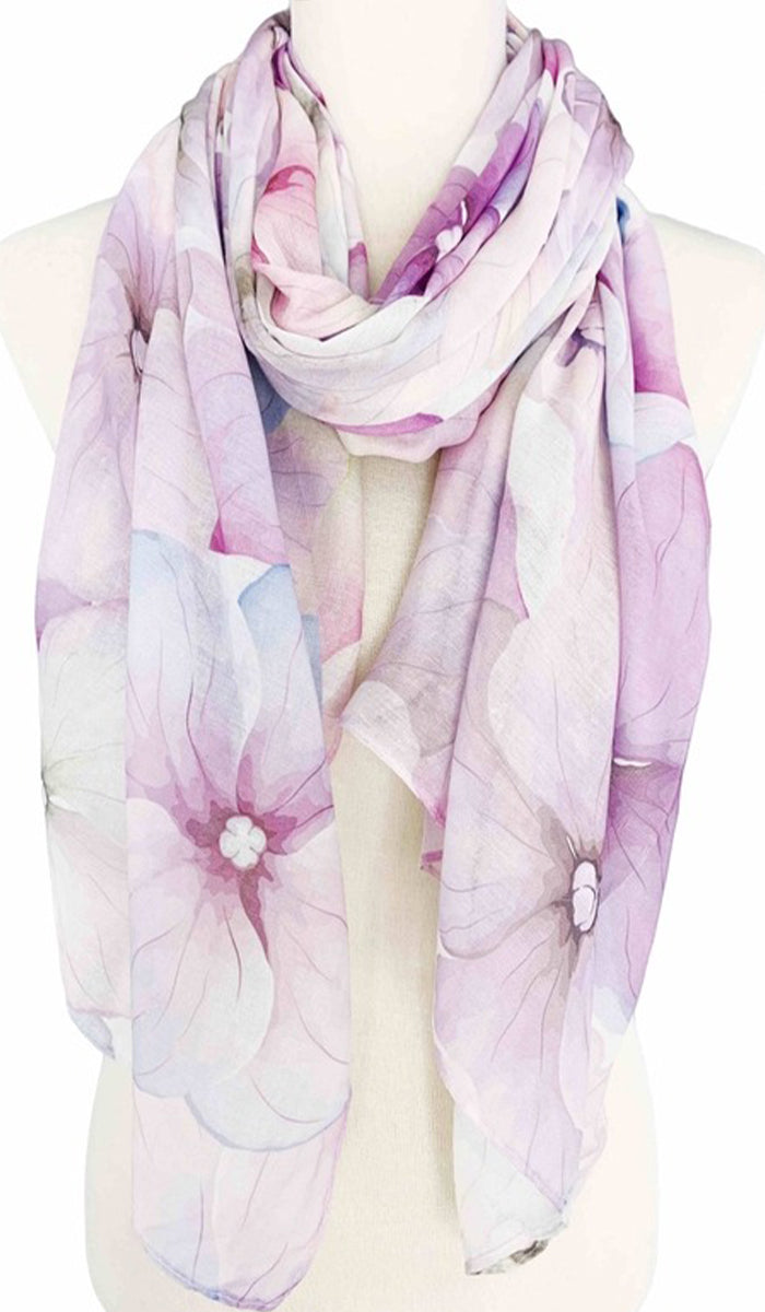 Floral Print Non-slip Wrap Hijab Scarf - Lilac/Blue