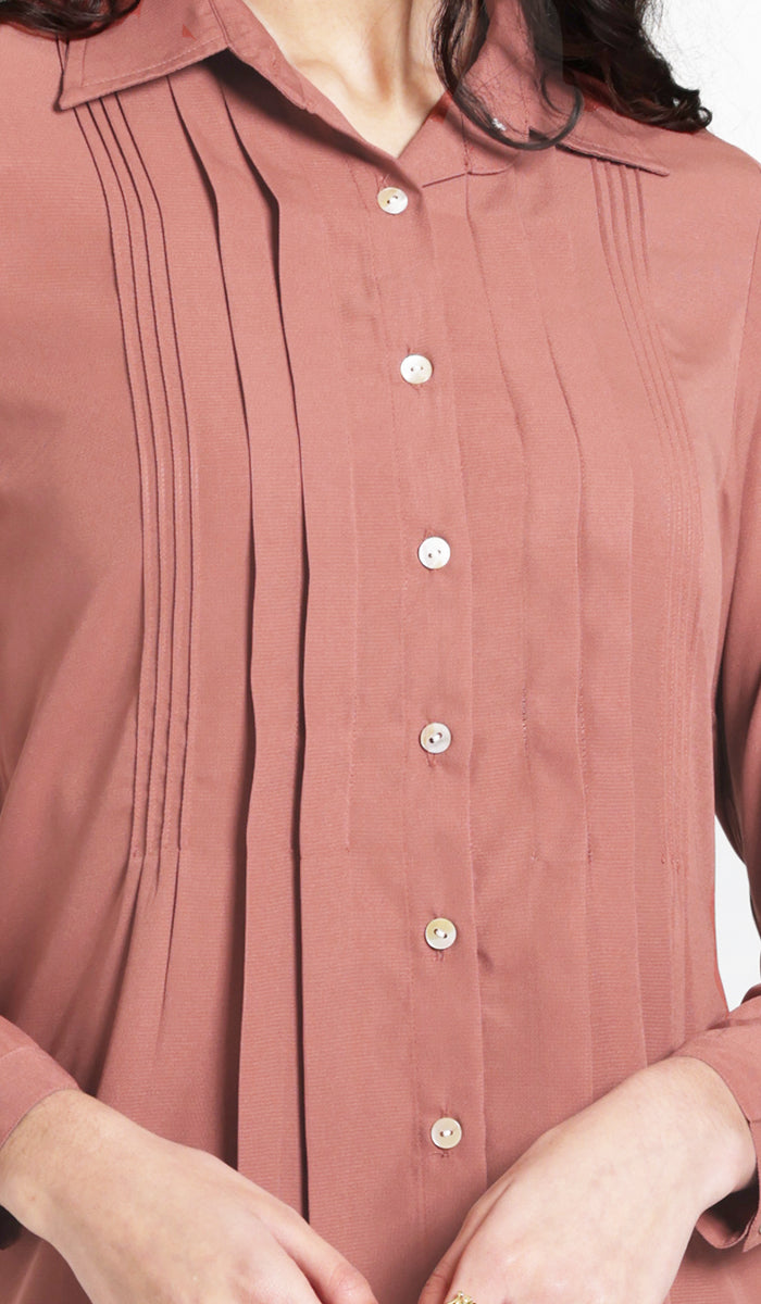 Details of Hanane tunic in Rose. 