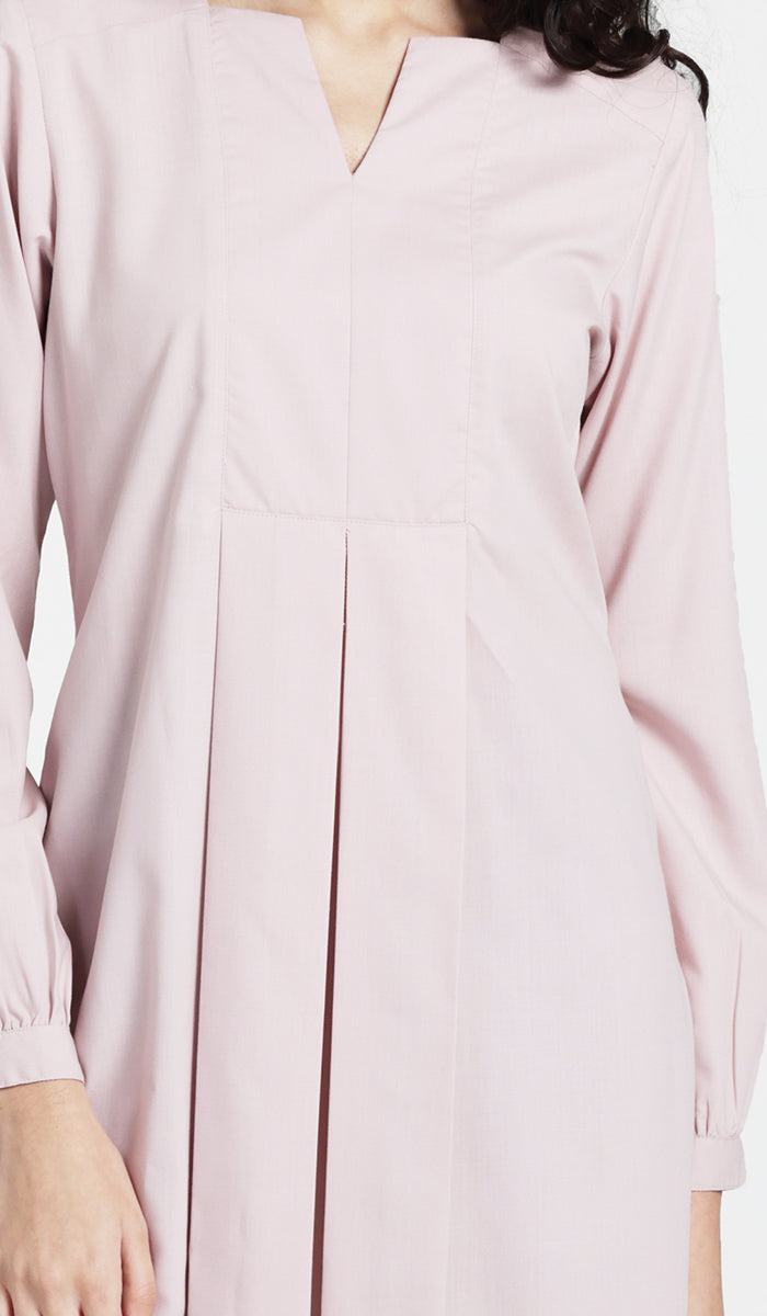 Leah Cotton Feel Long Modest Tunic Dress - Blush