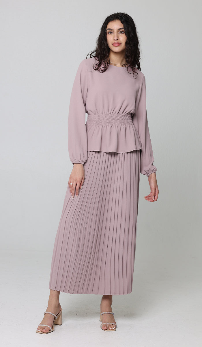 Lulu Modest Essential Peplum Blouse - Dusty Rose