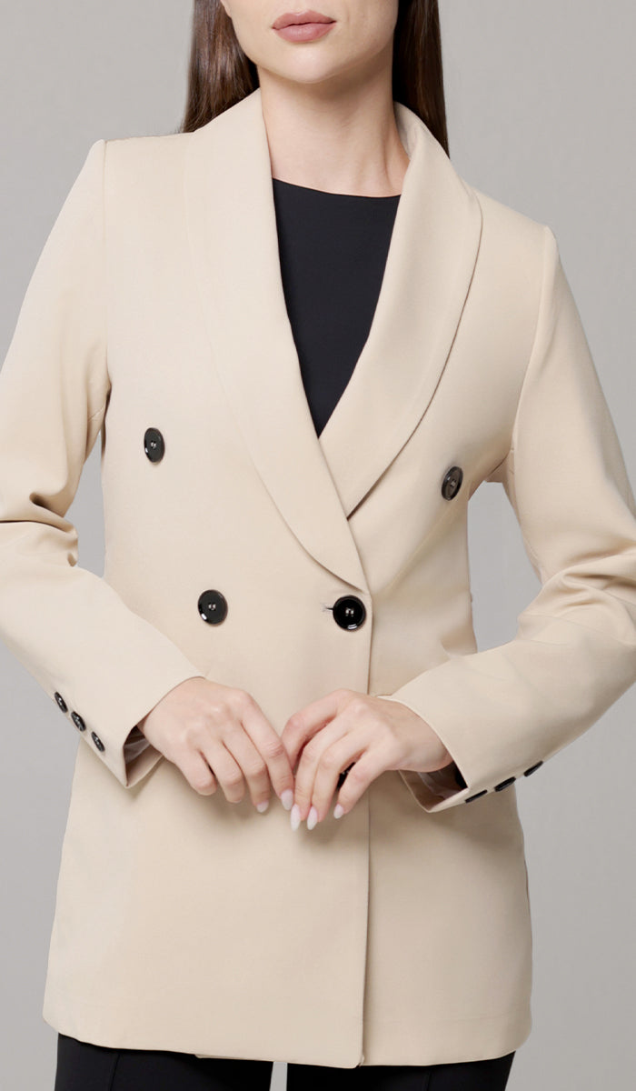 Veste blazer longue légère et confortable Lyla - Crème au beurre