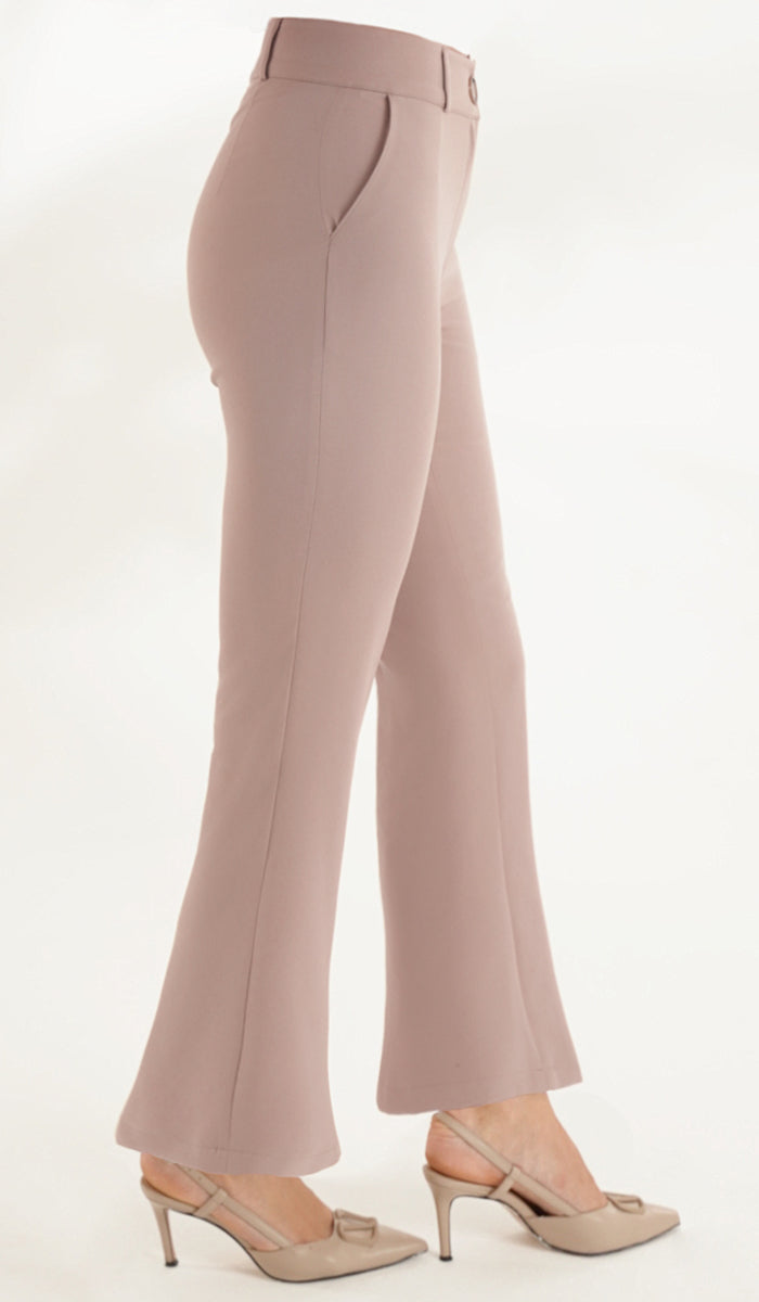 Lyla Tailored Stretch Flared Dress Pants - Taupe