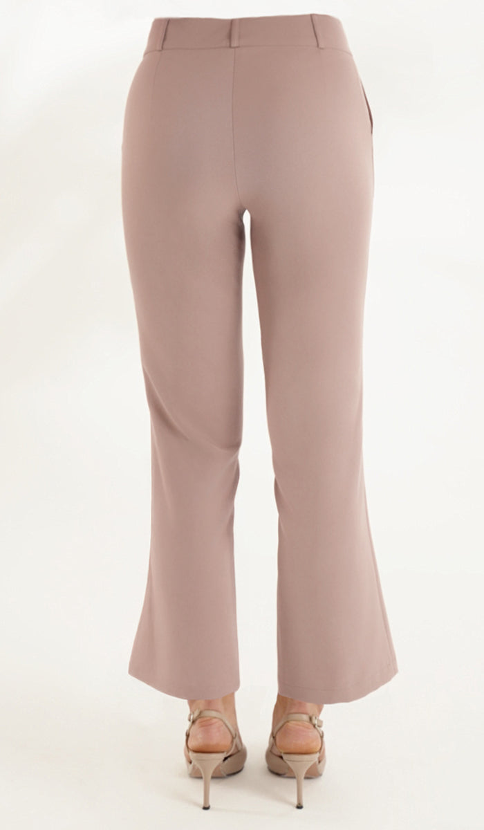 Lyla Tailored Stretch Flared Dress Pants - Taupe