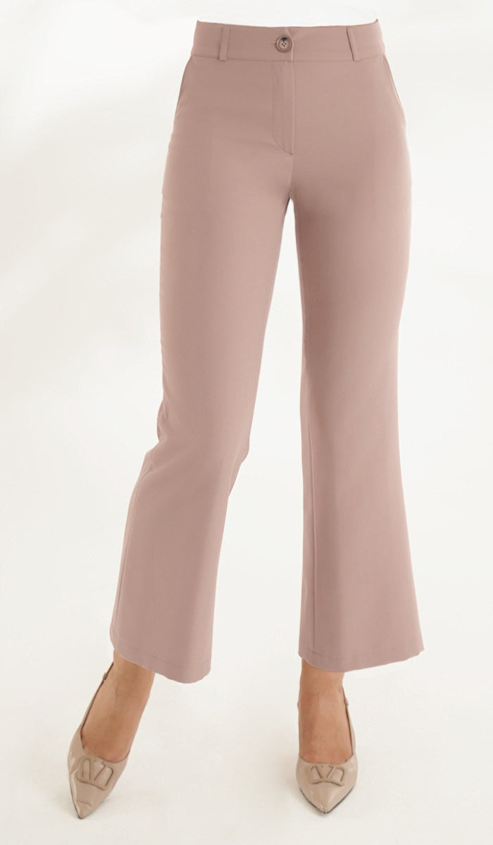 Lyla Tailored Stretch Flared Dress Pants - Taupe