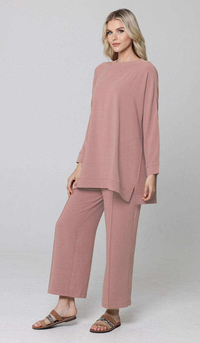 Marvi Loose Dolman Sleeve Shirt - Dusty Rose