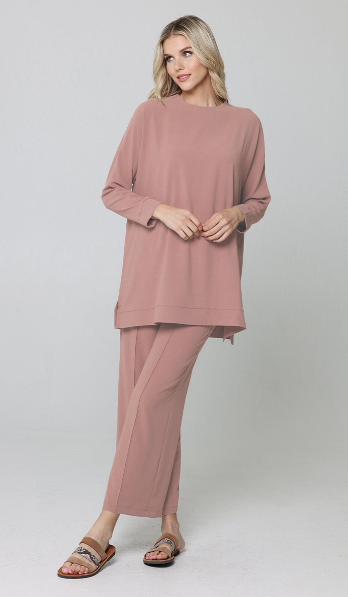 Pantalon ample extensible à jambe large Marvi - Dusty Rose 