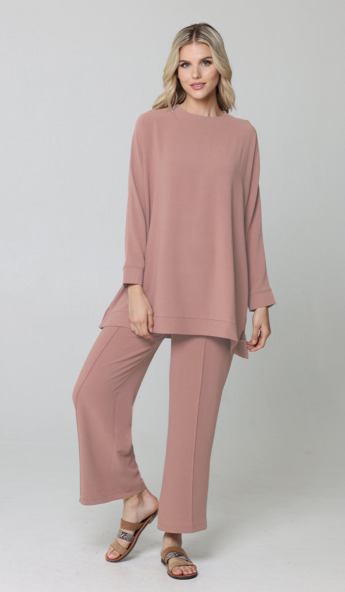 Marvi Loose Dolman Sleeve Shirt - Dusty Rose