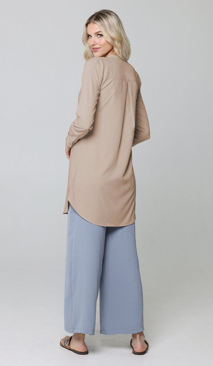 Parisa Mostly Cotton Long Modest Everyday Tunic - Mocha