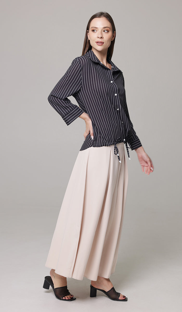 Mia Pleated Long Maxi Skirt - Blush - Final Sale