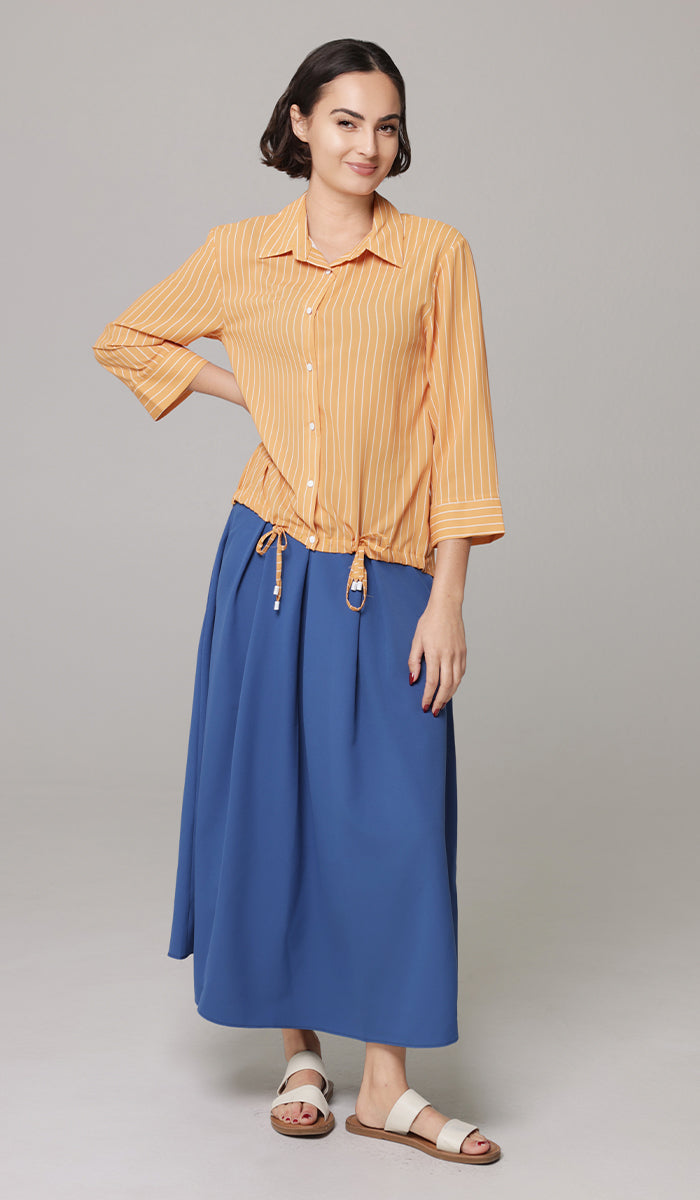 Parvin Pinstripe Button-down Shirt - Saffron - Final Sale